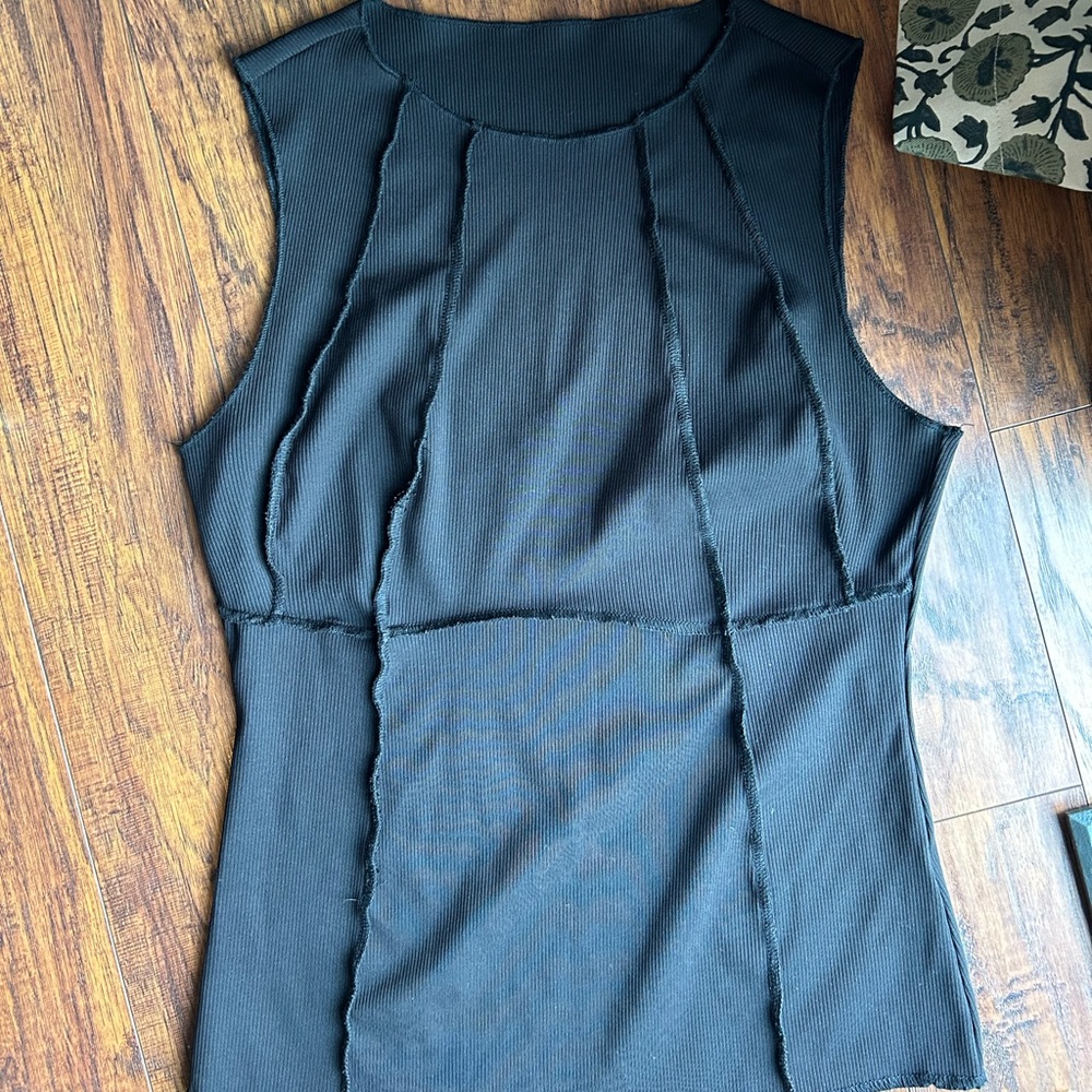 Black Textured Tank Top
